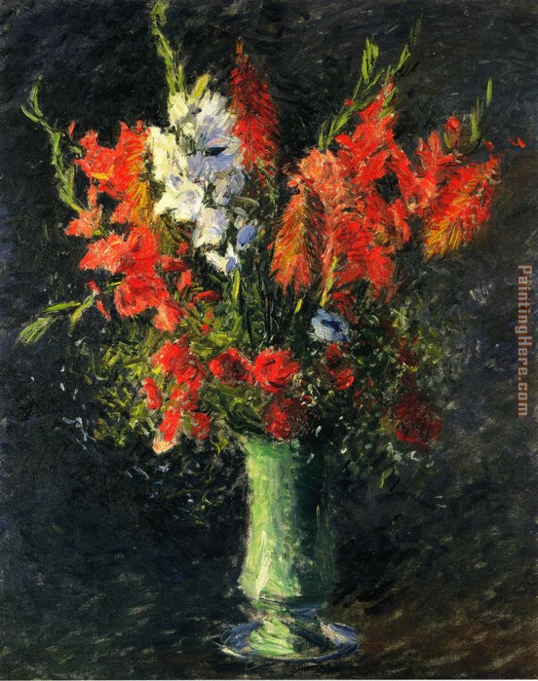 Vase of Gladiolas painting - Gustave Caillebotte Vase of Gladiolas art painting